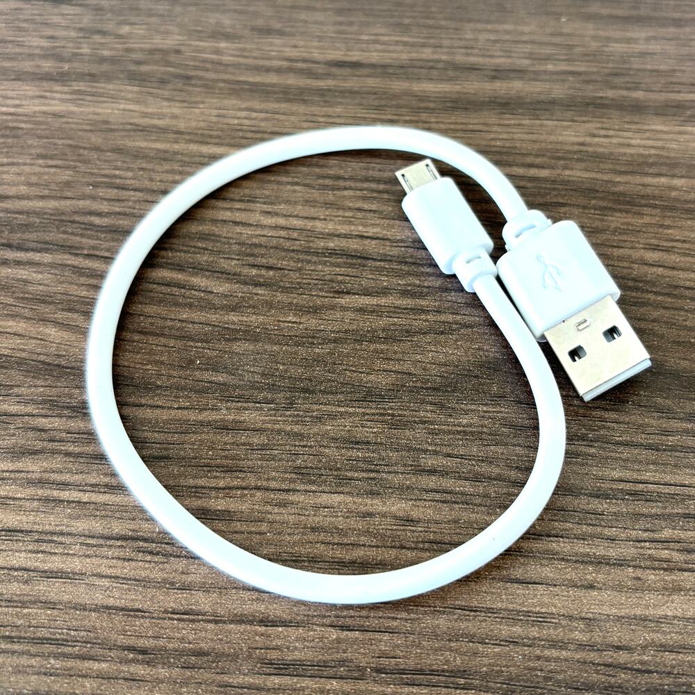 White Micro-USB Cable - 1FT Short Charge Cable - to USB-A